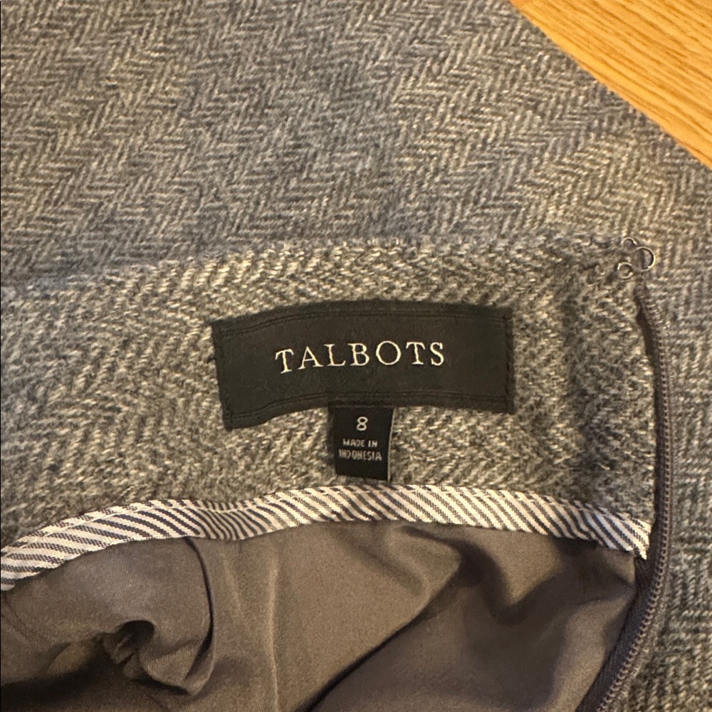 Talbots Gray Wool Blend Herringbone Lined Pencil … - image 8